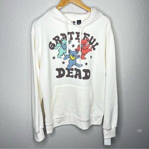 NWT Grateful Dead Cream Dancing Bears Unisex Hoodie Sweatshirt Pullover M NEW